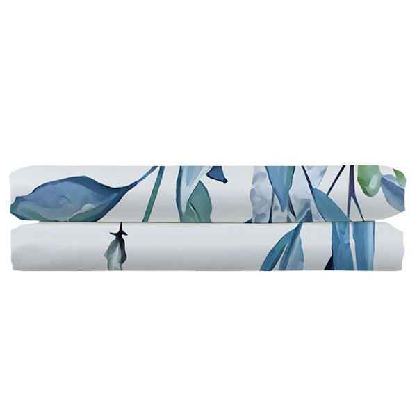Duschdraperi med 12 krokar Blommig Polyester Vattentät Badrumsdraperi Viktad fåll Maskintvättbar Snabbtorkande 150 x 180 cm Blå