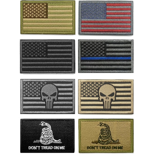 American Flag Patch, 8 Bundle-set, Tactical Morale Military Patches of USA