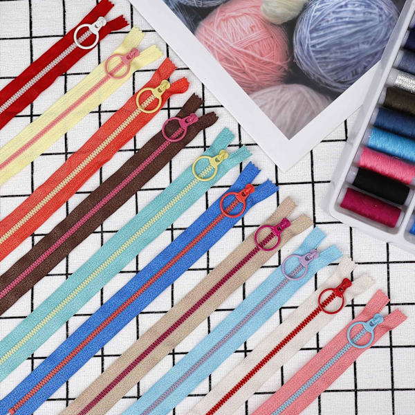 20 st 30 cm färgglada dragkedjor i harts med dragkedjor i nylon för sömnad