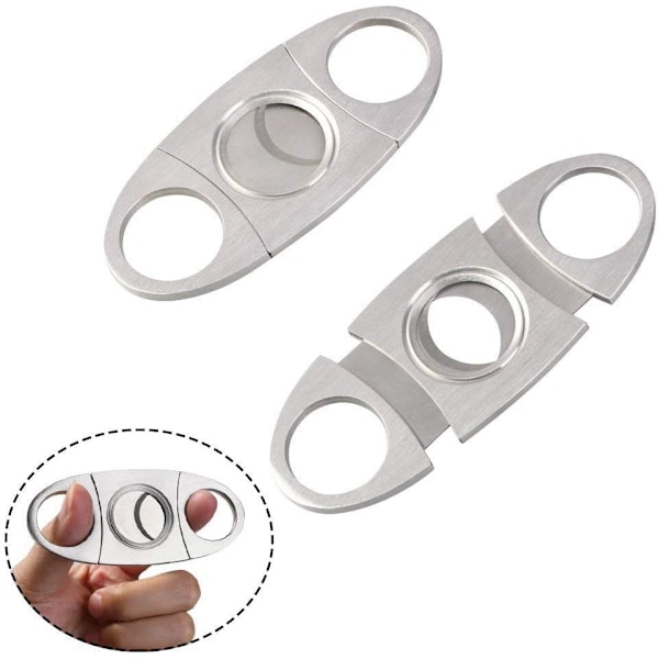 2 stk. Sølv Rustfrit Stål Cigar Cutter, Cigar Cutter, Dobbeltbladet Saks 90*40mm