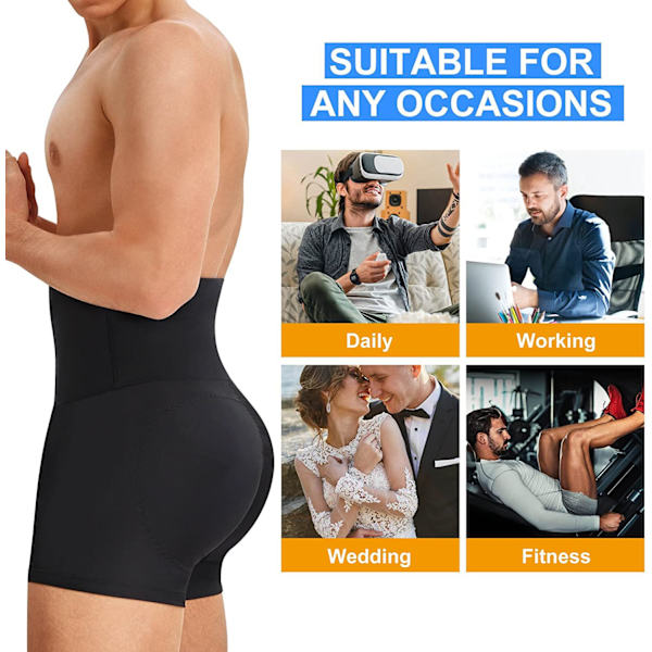 Mænds Mave Shaper Shorts Høj Talje Slim Fit Anti-Curl Underbukser Body