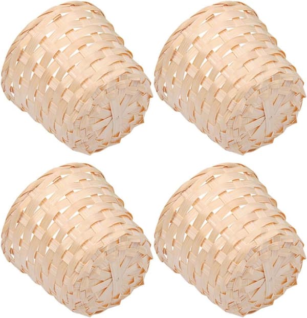 4 st Rattan Blomkorg Bambu Vävd Mini Korg Herbarium Planter Ba