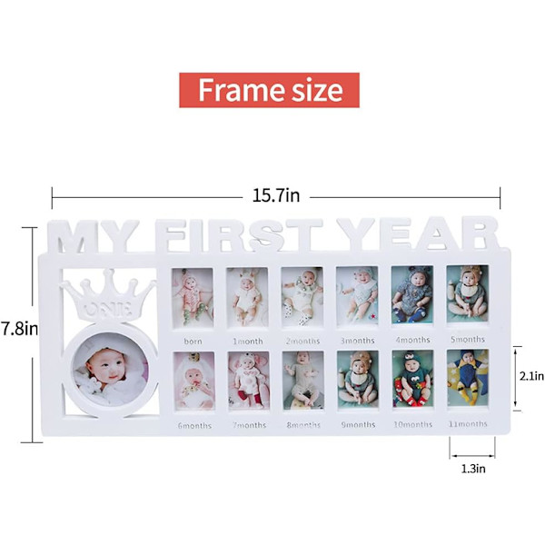 12 Månaders Baby Fotoram Mitt Första År Multi Foto Baby Fotoram för 13