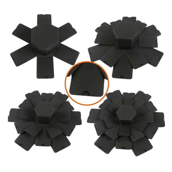 Eksplosionsæske, gaveæske - Hexagon Black