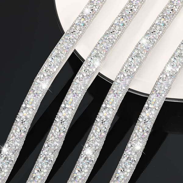 3 metriä hartsitimanttinauhaa itseliimautuva timanttinauha Crystal Roll Glitter Bling DIY-taideaskarteluun (hopea, 0,4 tuumaa)