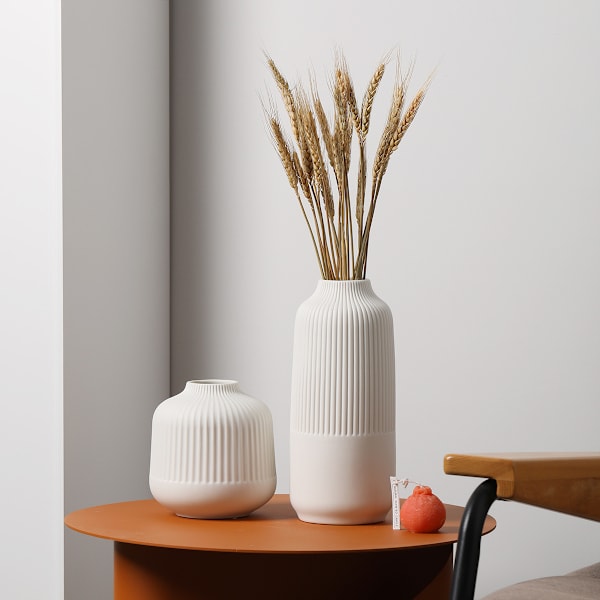 Keramisk vas i nordisk stil, dekorationsvas för pampasgräs som boho