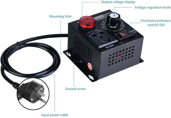 AC 220V 9A 4000W SCR Spänningsregulator Motorfläkt Hastighetsregulator Dimmer
