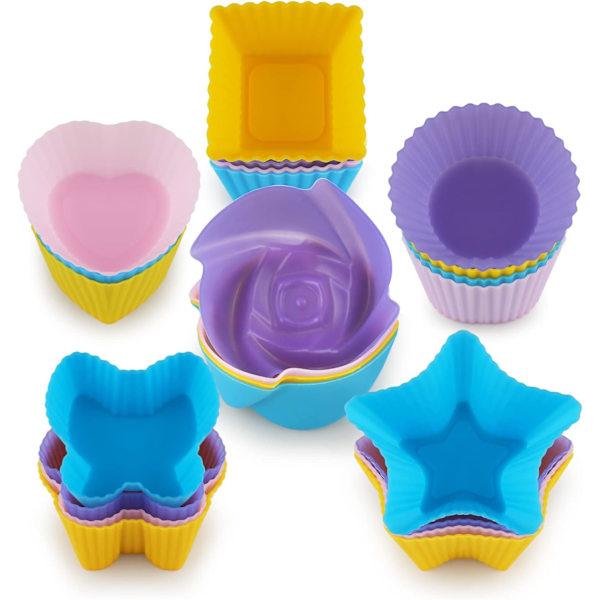 Gjenbrukbare silikon muffinsformer, muffinsformer, cupcakeformer - 6 former