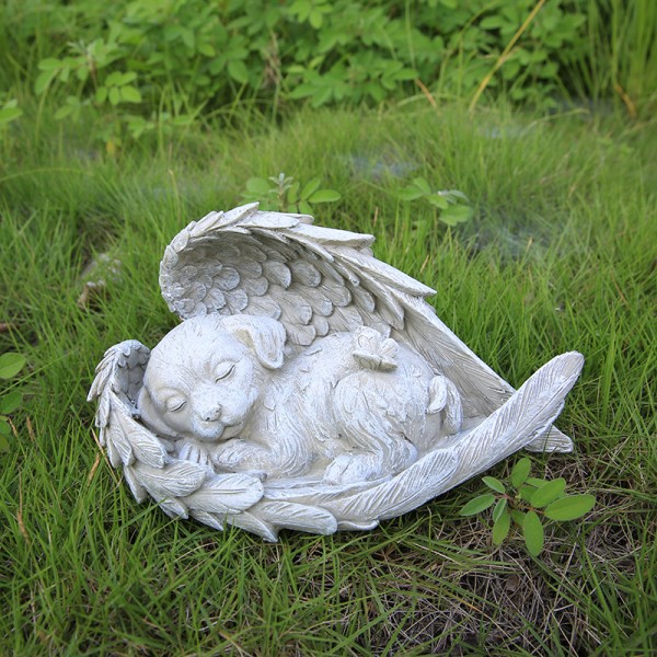Hund sover i engelvinger kæledyrsstatue - Til minde om min bedste ven