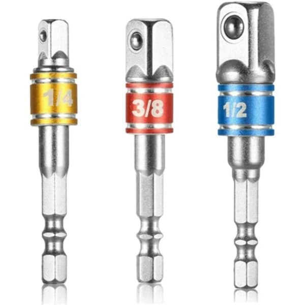 3-pack 1/4\" 3/8\" 1/2\" 6-punkts hylsadapter Hylsadapter Hylsnyckel S