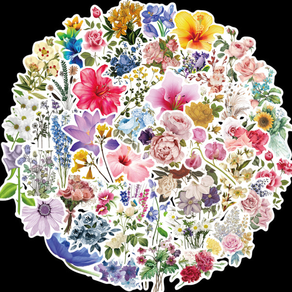 50 stykker Lot fargerike blomsterklistremerker Vanntette planteklistremerker dekorative