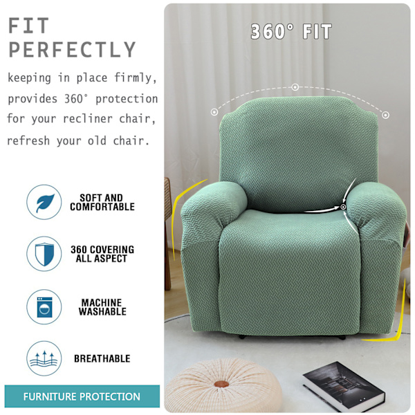Sofa stoltrekk fortykket høye elastiske strikkede T-formede lenestoltrekk