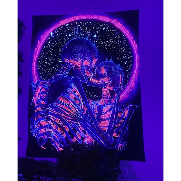 Musta valo Kallo Gobelíni, Suutelevat Rakastavaiset Gobelíni UV-reaktiivinen Trippy N