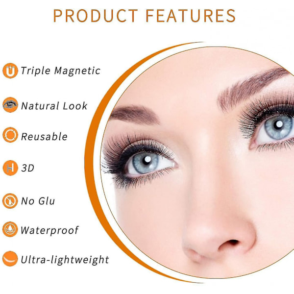 Magnetiske øjenvipper genanvendelige 3d magnetiske falske øjenvipper falske øjenvipper ingen lim 3 magneter naturligt look øjenvippe extensions med pincet