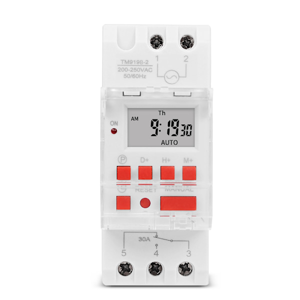 Digitaalinen ajastinkytkin 220V DC 30A LCD-näyttö Viikoittainen elektroninen releaika kytkin Countdown-toiminnolla