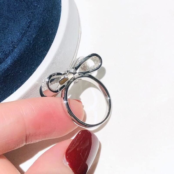 Ringar  Sterling Silver Färg Båge Båge Båge Båge Zirkon Ring Kvinnor Fa