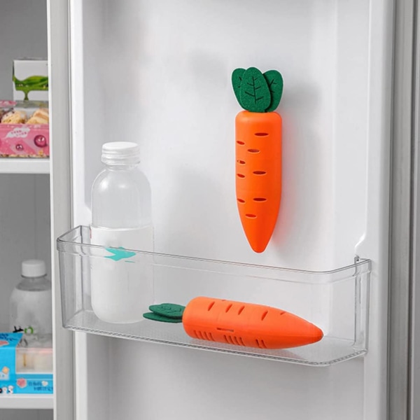 2 Set Refrigerator Deodorizer Carrot Shape Fridge Freezer Baking Soda Holde