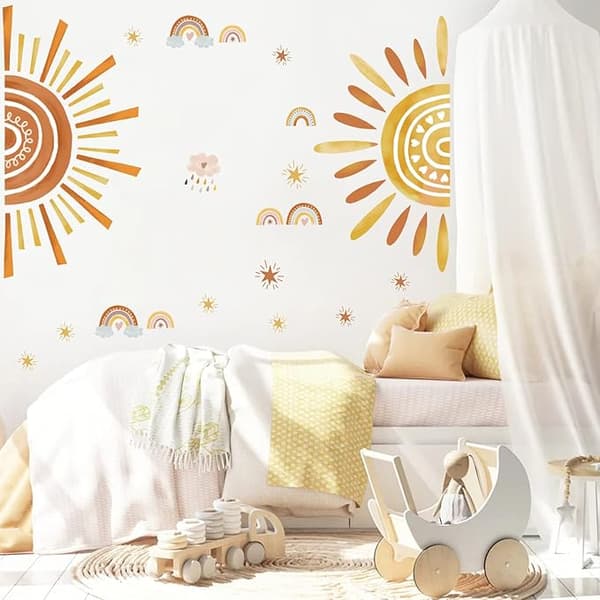 Väggdekaler för barn Regnbåge Sol Väggdekaler Boho Stjärna Väggmålningar kompatibla Barnrum Babyrum