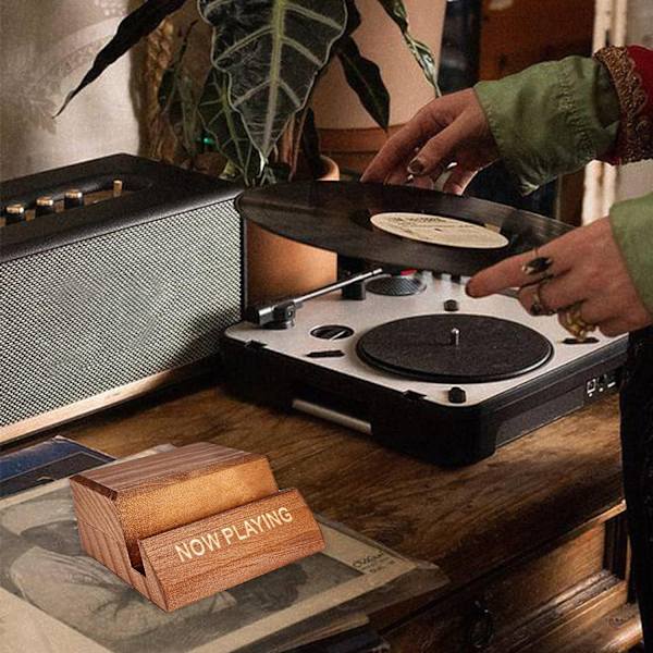 Now Playing Vinylplade Stativ Vinylpladeholder Display Træ R