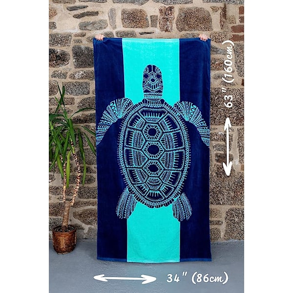 Strandhåndklæde - Tropisk Blå, Unikt Design, Ekstra Stor, Størrelse XL (86,36 cm x 160,02 cm)