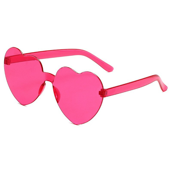 2 stk. Hjerteformede Clear Solbriller Rimless Retro Hippie Style 70'er Party Kostume Tilbehør, Pink