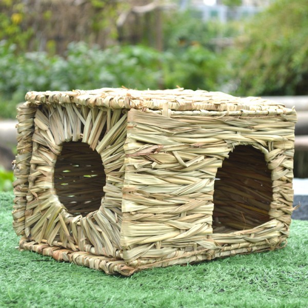 Extra Large Grass House for Rabbits,Hand Crafted Natural Grass Hideaway Fol