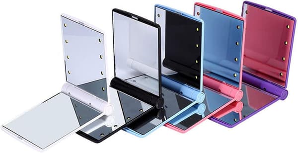 1 stk Foldable 8LED Lighted Makeup Mirror med justerbar lysstyrke
