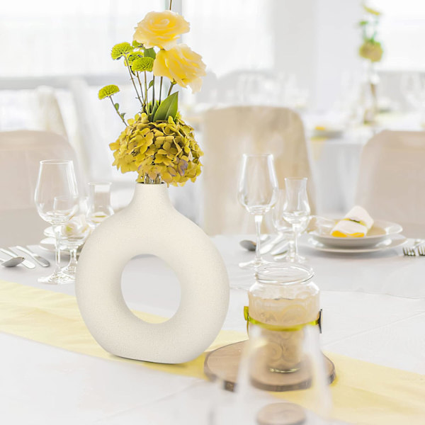 Dekorativ keramisk vase, mat beige vase, håndlavet tørrede blomster vase, Bei