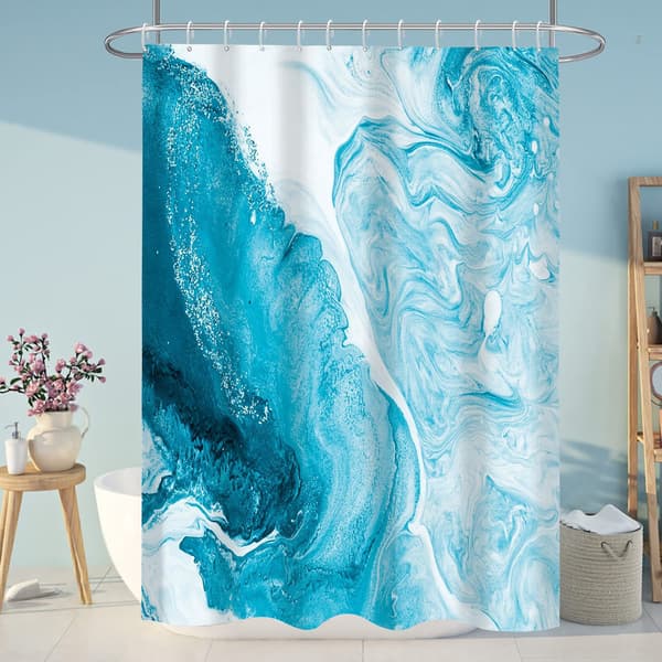 Blå hav trykt bruseforhæng, 100cm*180cm