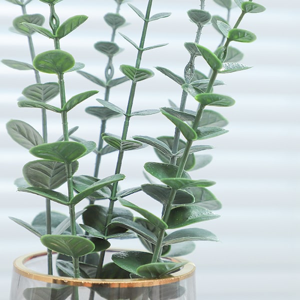10 Pack Realistiska Eucalyptus Blad - Konstgjorda Blomgrenar (grågrön)