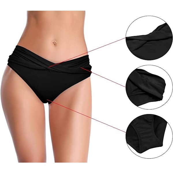 Kvinnors Bikini Botten Twist Front Cheeky Baddräkt Ruched Baddräkt Botto
