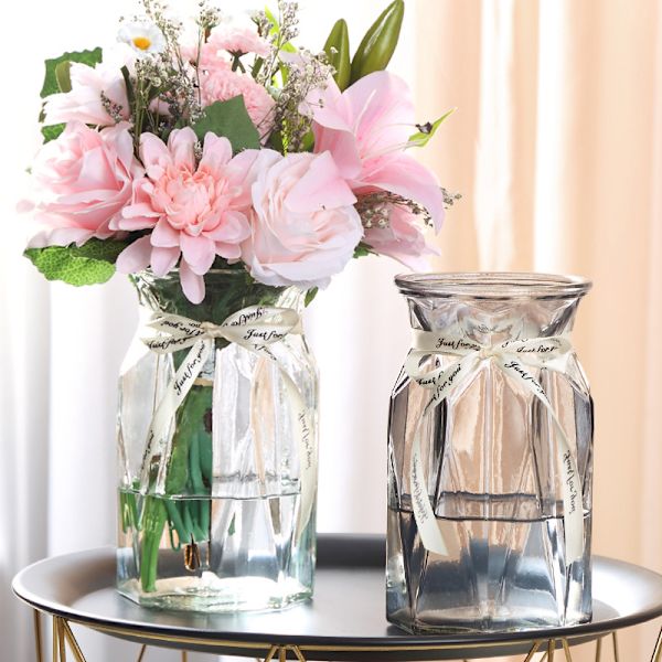 Glassvase, moderne geometrisk midtpunkt - flerfarget gradient dekorativ V