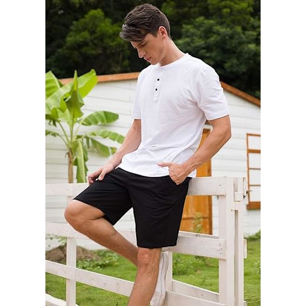 Herre Casual Shorts Elastiske Jogger Gym Active Pocket Shorts Sort, XXL