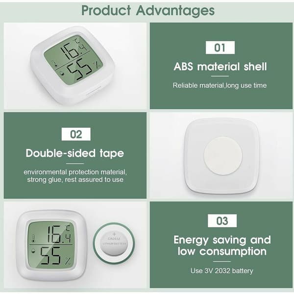 3 stk. Mini LCD Digital Termometer Hygrometer til Børneværelse, Soveværelse