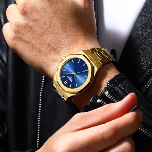 Herrklocka Casual Vattentät Klocka Analog Display Guld