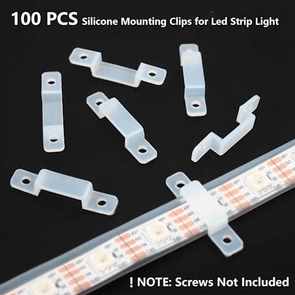 100 stk LED-stripklips, 10 mm LED-stripklips for LED-stripmonteringsbraketter 10 mm brede vanntette