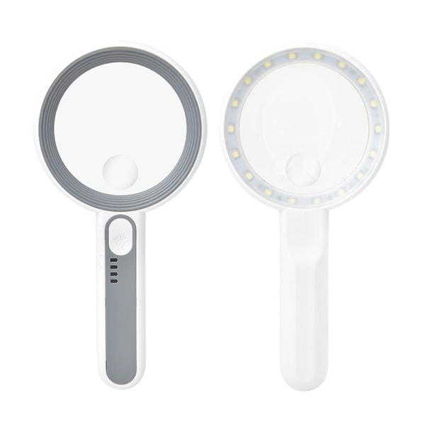30X Forstørelsesglas med 18 LED-lys - Genopladelig og ideel til seniorer