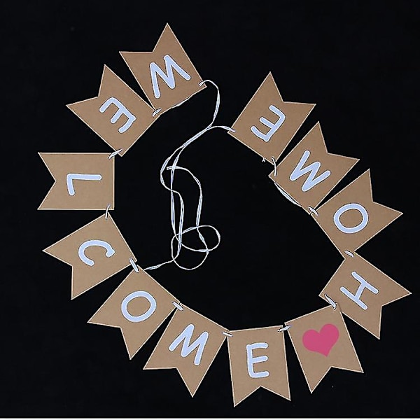 Velkommen hjem banner bunting, 3m rustik hessian bunting banner,  velkommen hjem