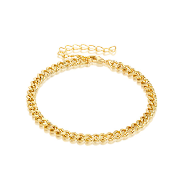 Femdelat armbandset för kvinnor, 18K guldpläterat kedjearmband