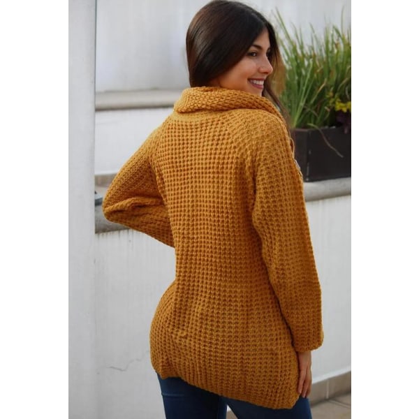 Flicka Tröjor Sköldpadda Krage Asymmetrisk Knapp Slå In Fållen Pullover