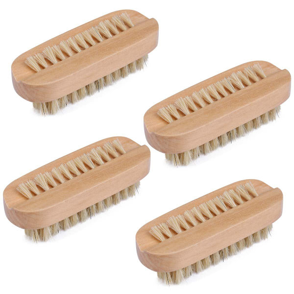 Rengöringsborste för naglar och nagelband i trä, 2-sidig, för manikyr och pedikyr, 4-pack