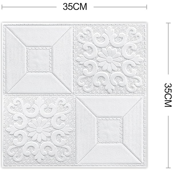 10 stk 3D selvklebende myke skumveggklistremerker for kjøkken soverom stue (35*35cm)