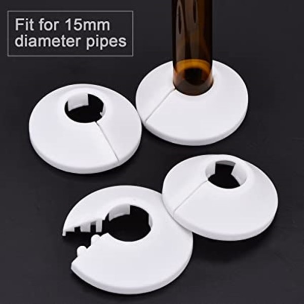 12 stk. rørskjuler, rørskjuler VVS-radiatorklemme, radiatormuffe til rørroset, hvid, diameter 15 mm (hvid)