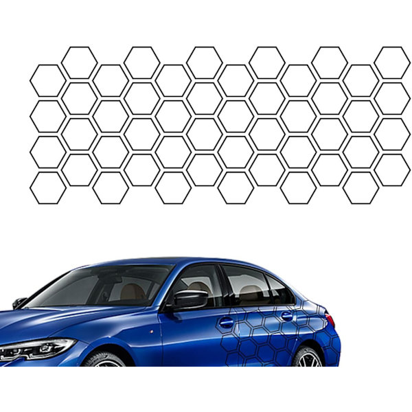 Hunajakenno-tarra autoon - Auton oven sivukoriste - Geometrinen kuvio Söpöt mehiläiset -tarra, itseliimautuva naarmuuntumaton tarra