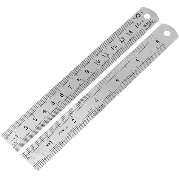 Rustfrit stål lineal metals lineal 15cm 20cm 30cm metrisk og imperial dobbelt