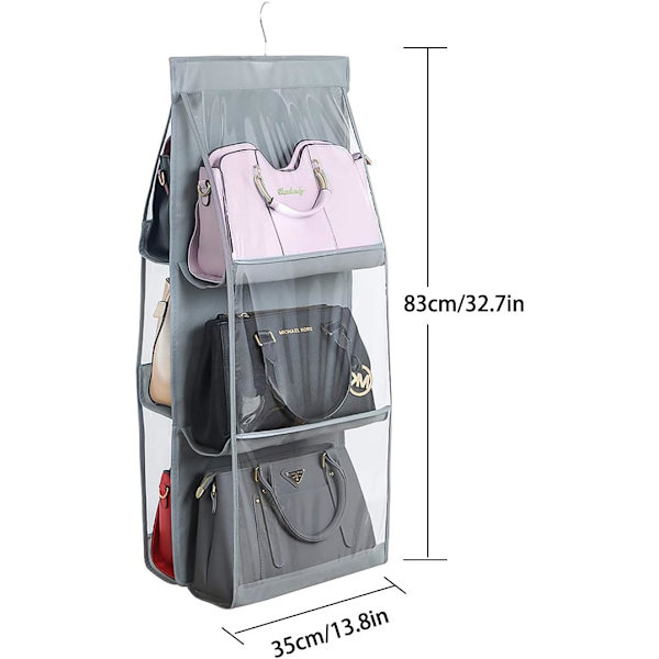 Pieces Hængende Håndtaske Organizer, Opbevaringspose kompatibel Garderobe, Skab, Organizer System, 6 Anti-Støv Lommer, Transparent Rum, Non-Woven
