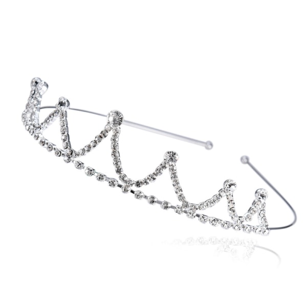 Flickor Royal Rhinestone Tiara för födelsedagsprinssessfest silver 1