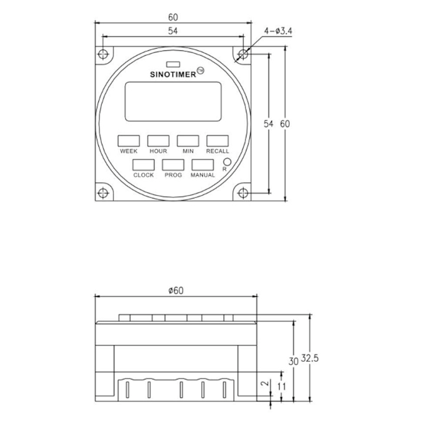 220V DC Timerbrytare, 7 Dagar Programmerbar Tidrelä, med 12/24 Timmars Klockdisplay, 1.6 Tums Stor LCD-Skärm, Batteriladdning Inuti (TM618H-2)