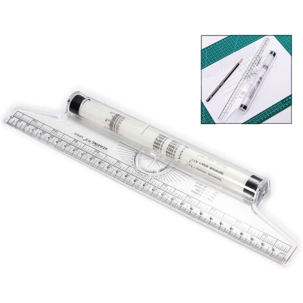 Parallel Drafting Ruler Rolling Ruler med Vinkelmåler Plast Ruler Drafting Tool til Ingeniør
