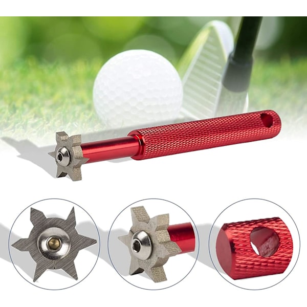 Golfklubbslip med 6 rengöringshuvuden - Perfekt verktyg för att rengöra spår - Solid legering - Perfekt verktyg för alla järn - Pitching, Sand, Lob, Ga